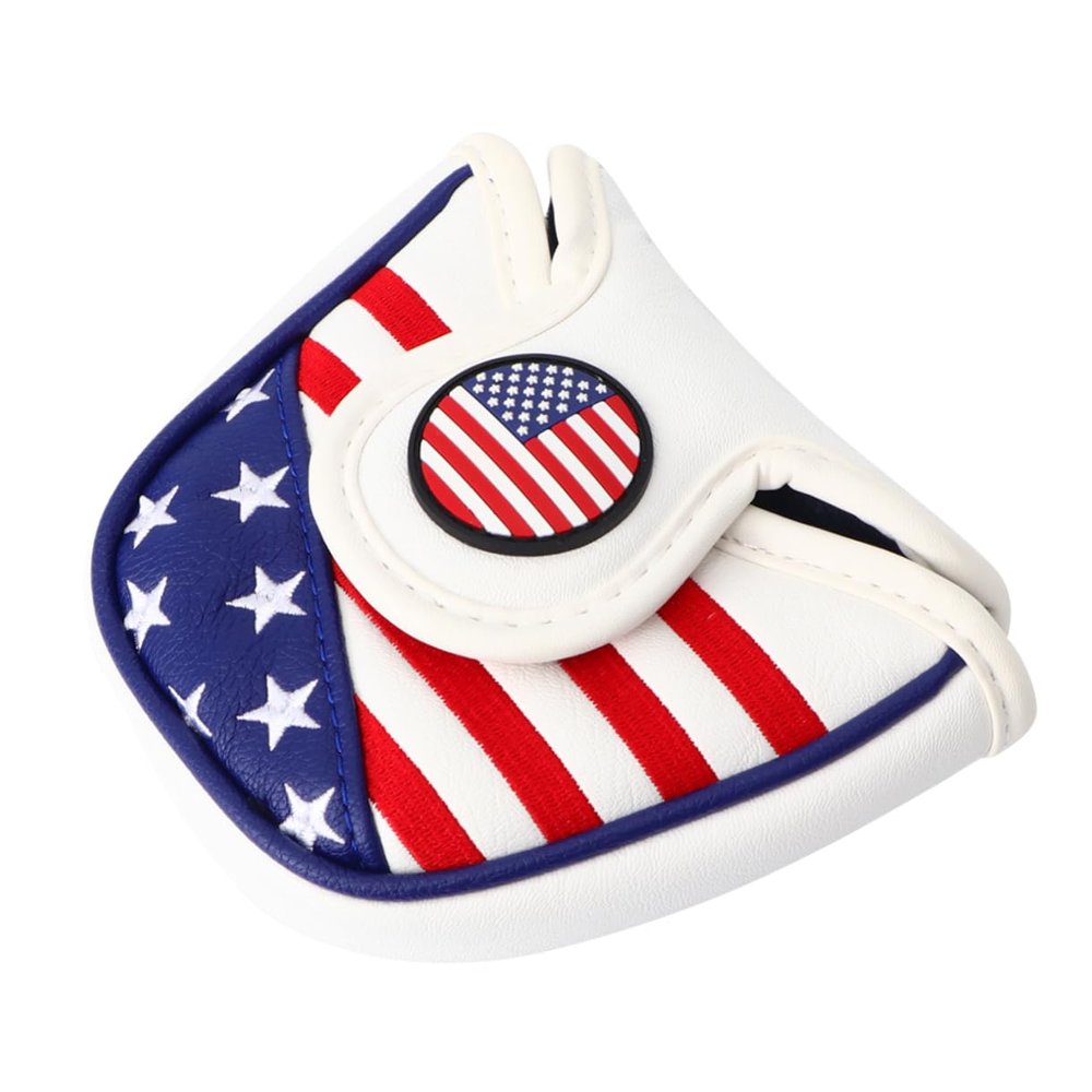 Anneome USA Flag Style Pu Leather Mallet Putter Cover Golf Club Head Cover for Men