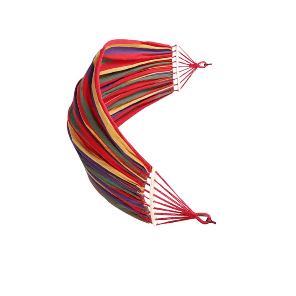 BIUDECO 1.5m Portable Parachute Cloth Hammock with Wooden Stick Lightweight Swing Sleeping Bed for Camping Traveling and Outdoor Relaxation Curved Wood Rainbow Color Total