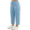 Zac & Rachel Women's Tencel Ankle Length Pant with Elastic Wasitband, Self Adjustible Belt and Functional Side Cargo Pockets, Light Wash, L view 2