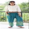 RaanPahMuang Striped Cotton Thai Fisherman Wrap Pants Thai Stamped Art Print, Large-X-Large, Thin Striped Cotton - Thai Traditional - Cyan Blue view 2