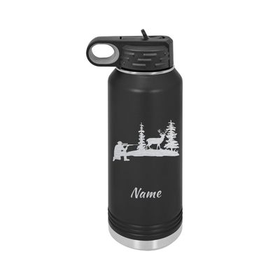 Deer Hunter 20oz or 32oz Double Wall Insulated Waterbottle - Personalized Engraving Included