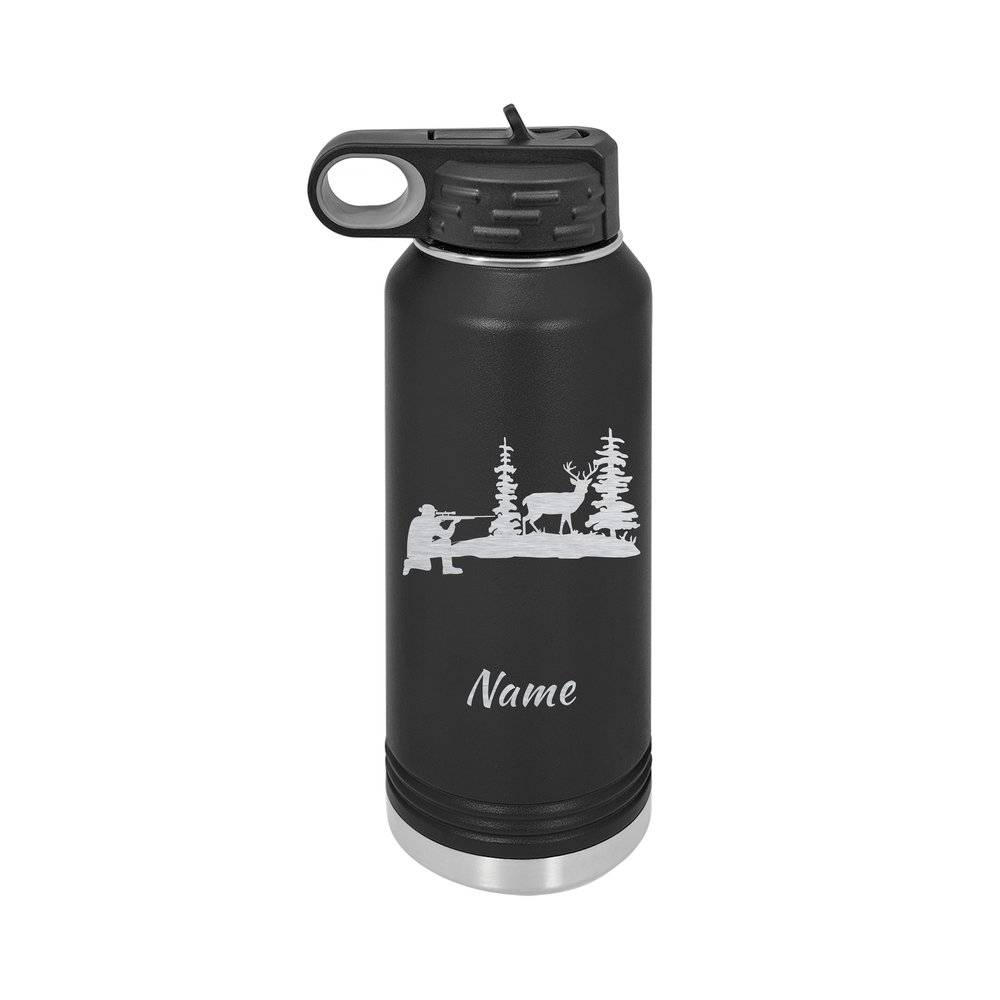 Deer Hunter 20oz or 32oz Double Wall Insulated Waterbottle - Personalized Engraving Included