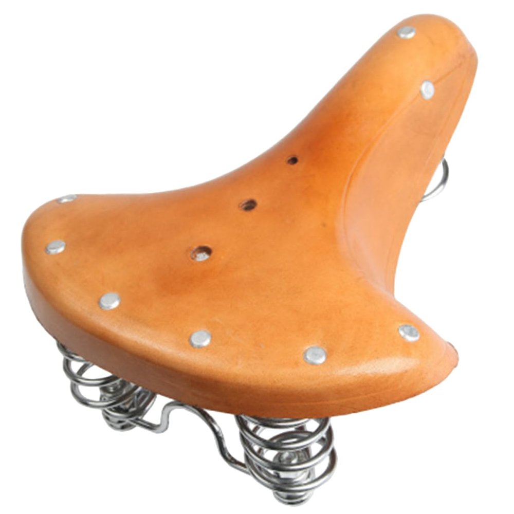 Anneome Cowhide Bike Saddle Comfortable Riding Seat Cushion for Road and Off-Road Use Design for Shock Absorption and Enhanced Riding