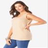Roaman's Women's Plus Size Plus Size Cotton Scoopneck Tank Top - 5X, Orange Melon view 3