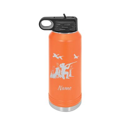 Female Duck Hunter 20oz or 32oz Double Wall Insulated Water Bottle - Personalized Engraving Included