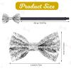 KALIONE Silver Bow Tie for Men Sequin Bowtie, Adjustable Men's Pre-Tied Bow Tie, Sparkling Bowtie for Wedding, Shiny Bowtie for Party Fancy Dress, Solid Color Neck Bow Ties (Silver) view 2