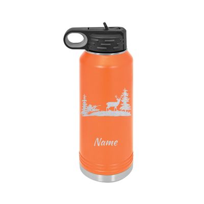 Female Deer Hunter 20oz or 32oz Double Wall Vacuum Insulated Water Bottle - Personalized Engraving Included