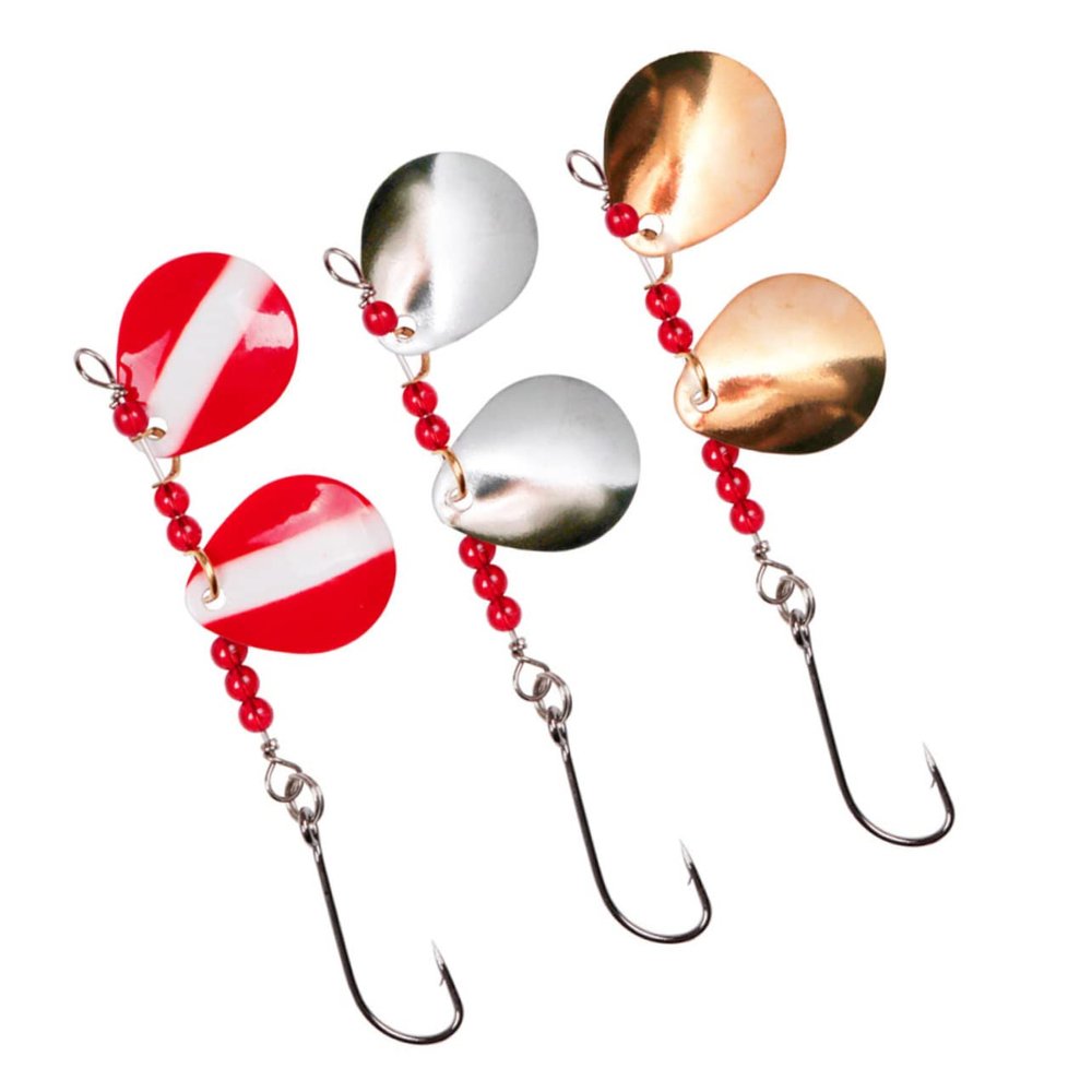 LIOOBO 3pcs Unique Pattern Sequins Fishing Hooks Metal Head Hooks for Bass Fishing Baits Random Color