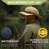 Mens Wide Brim Mesh Sun Hat L XL Extra Large Size UV Protection Boonie Bucket Sunhat Summer Golf Hiking Safari Outdoor Fishing SPF50 Army Green view 4