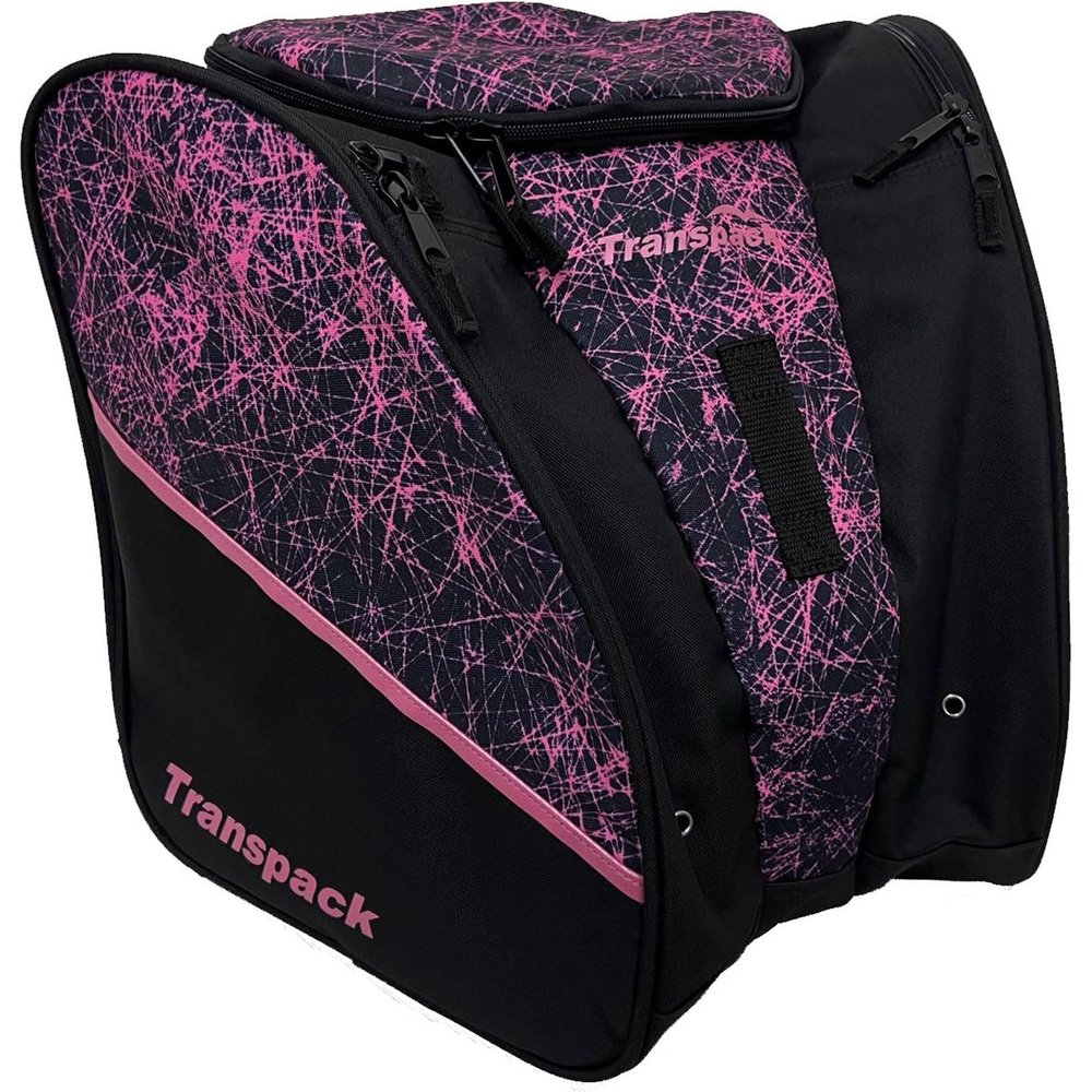 TRANSPACK Edge Junior+ Water-Resistant 38L Ski/Snowboard Boot Helmet Goggles & Gear Backpack Bag, Pink Scratched Ice