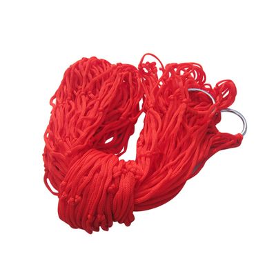Happyyami Portable Nylon Rope Mesh Hammock Hanging Nap Bed for Camping Hiking and Outdoor Relaxation Lightweight and Easy to Carry for and Picnic Use Red