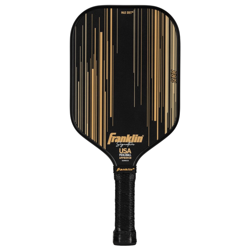 Franklin Sports Pro Pickleball Paddles - Signature Series Pro Paddle with MaxGrit Surface - USA Pickleball (USAPA) Tournament Approved - 16mm Polypropylene Core - Black/Gold