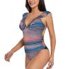 Drtgeds Sunset Beach Print Women's One Piece Swimsuits High Waisted Bathing Ruffled Flounce Suit view 2
