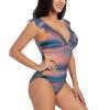 Drtgeds Sunset Beach Print Women's One Piece Swimsuits High Waisted Bathing Ruffled Flounce Suit view 3