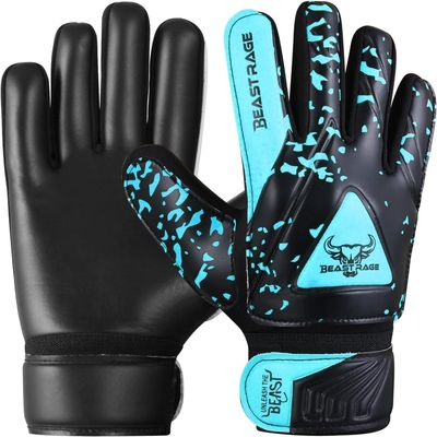 BEAST RAGE Goalkeeper Gloves for Kids Support Grip Youth Football Glove Kid Junior Soccer Glove for Kid 6-15 Men Adult Boys Football Gloves (Aqua, Size 2 for (4 to 5 Year Kid))