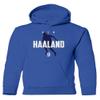 LES TRICOT Air Haaland Manchester Star Norwegian Soccer Player Youth Hooded Sweatshirt (Royal, Youth Large) view 1