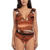 Drtgeds Mars Planet Print Women's One Piece Swimsuits High Waisted Bathing Ruffled Flounce Suit view 1