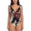 Drtgeds Hockey Sports Print Women's One Piece Swimsuits High Waisted Bathing Ruffled Flounce Suit view 1