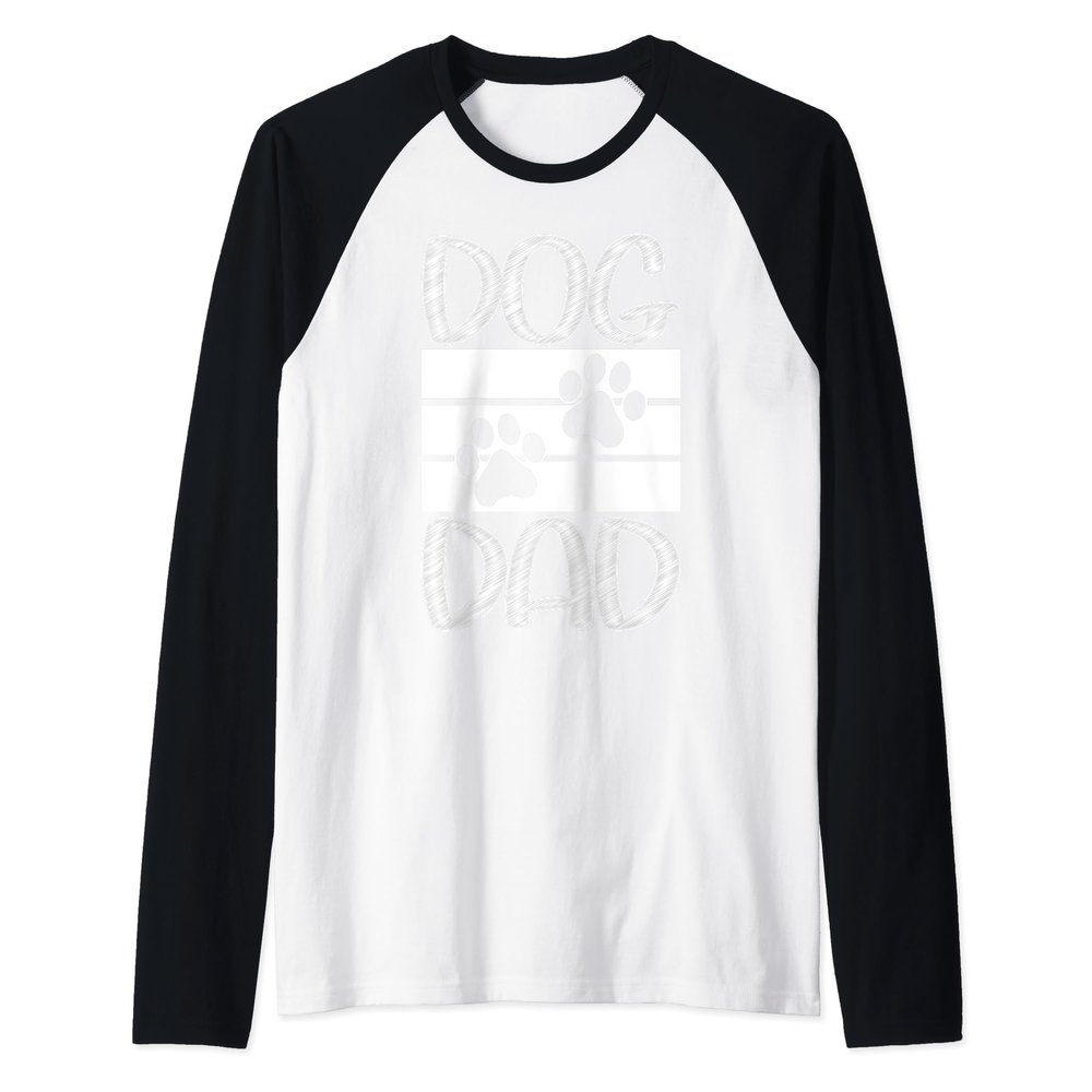 Dog Dad Happy Father's Day Dogs Lover Papa Daddy Father Raglan Baseball Tee