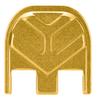 NDZ Performance Slide Cover Back Plate for Glock Gen 1-5 G17 G19 G22 G26 G27 G34 G45  Aspis Cut Anodized Aluminum  9mm .40 Cal  USA Made  Gold view 2