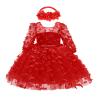 Baby Girl Tulle Dress Flower Printed Mesh Tulle Princess Dress Wedding Bridesmaid Pageant Gown (Red, 12-18 Months) view 1