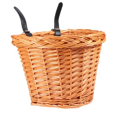 BCOATH D Shape Willow Bike Basket Front Handlebar Storage Boys and Girls Bike Accessory Handmade Natural Sturdy Easy to Install