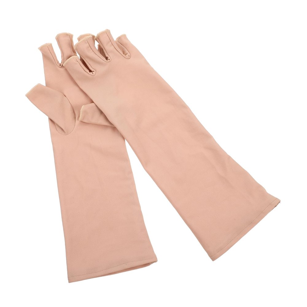 Happyyami 1Pair Uv Protection Arm Sleeves for Women Summer Half Finger Compression Sleeves Breathable Cycling Accessories for Outdoor Activities Quick Dry Sweat Absorbent Design