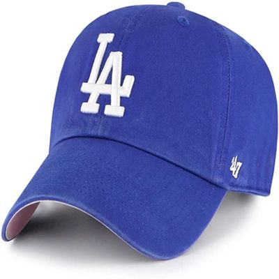 47 Los Angeles Dodgers Primary Logo Ballpark Clean Up Dad Hat Baseball Cap (Royal Blue - Pink)