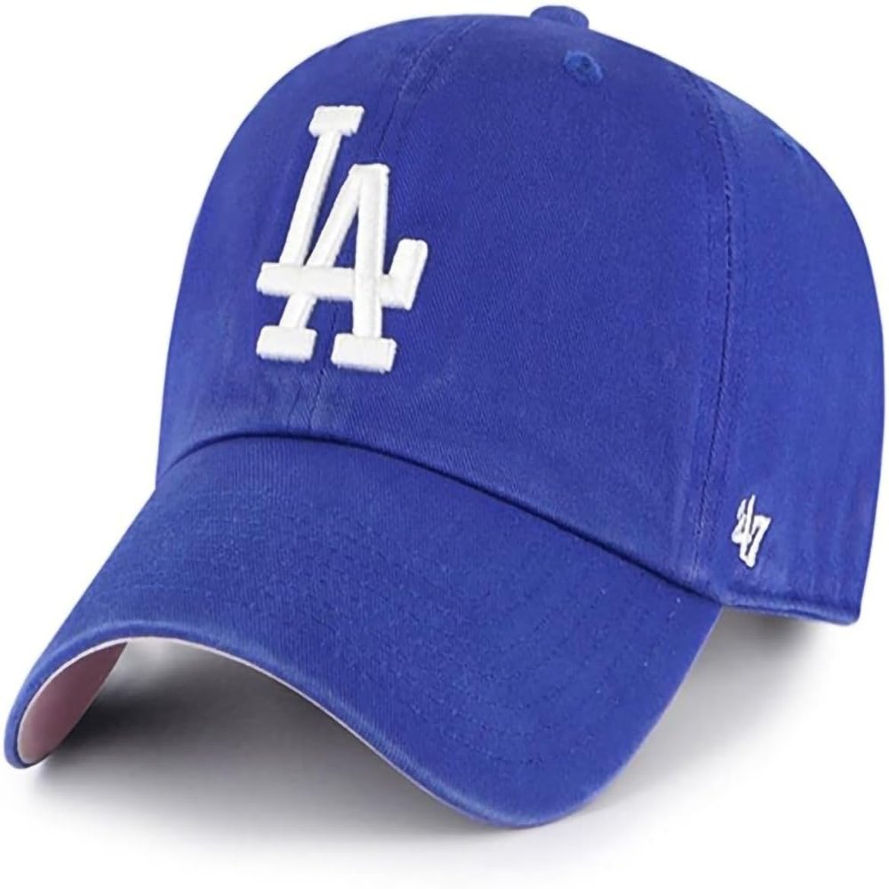 47 Los Angeles Dodgers Primary Logo Ballpark Clean Up Dad Hat Baseball Cap (Royal Blue - Pink)
