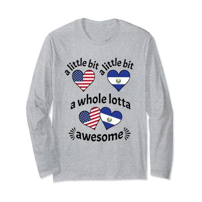 A Little Bit Salvadoran American El Salvador USA Heart Flags Long Sleeve T-Shirt