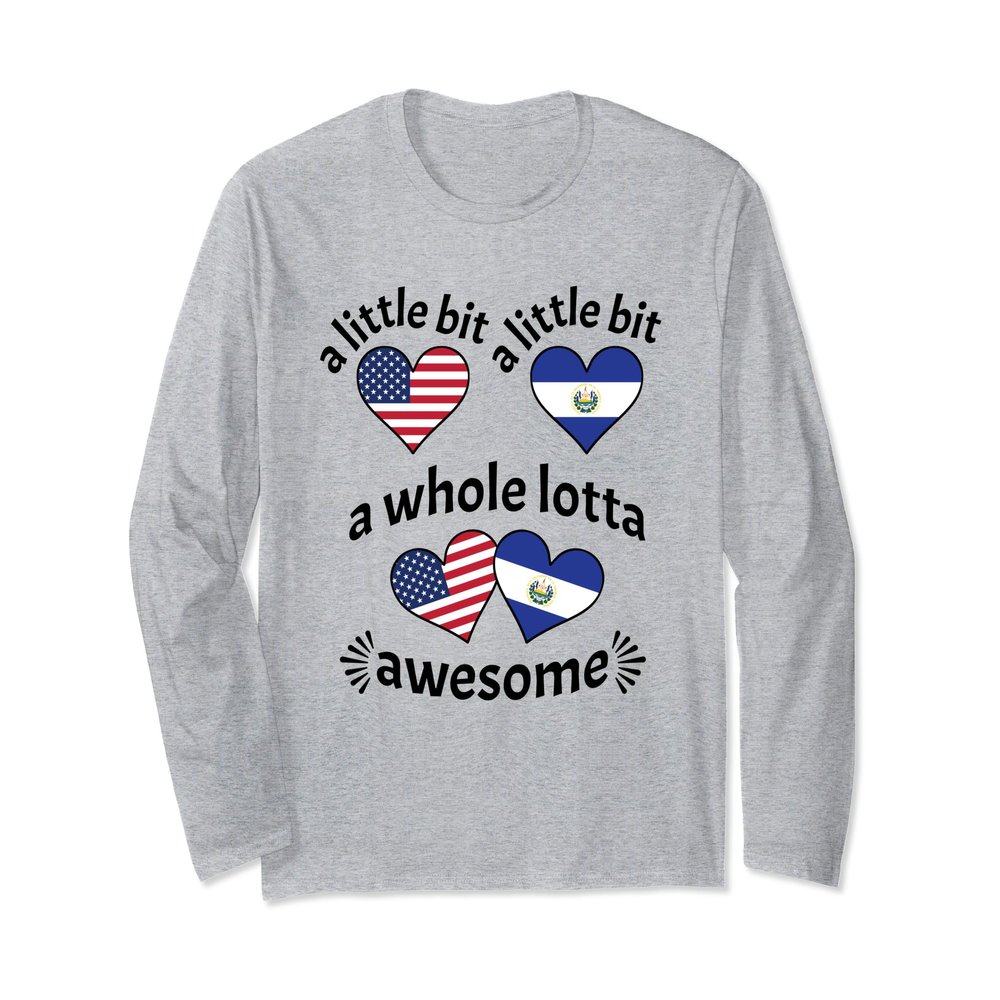 A Little Bit Salvadoran American El Salvador USA Heart Flags Long Sleeve T-Shirt