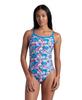 ARENA Performance Multi Camo Women's Swimsuit Challenge Back One Piece MaxLife Training Suit Competitive Ladies Bathing Suit, Blue River/White Multi, US Size 34