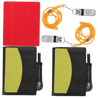 LIOOBO Professional Referee Kit with Red and Yellow Cards Durable Material Quick-Access Standard Wallet Portable Soccer Supplies for Officials Set with Whistle and Notebook