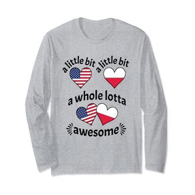 A Little Bit Polish American Poland America Heart Flags Long Sleeve T-Shirt