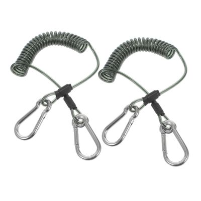 LIOOBO 2pcs Bass Boat Accessories Fishing Lanyard Carabiner Spiral Stretchy Ropes for Outdoor Activities