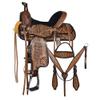 Comfytack Western Horse Barrel Racing American Leather Saddle Floral Carved & Tack Set Dark Brown view 1