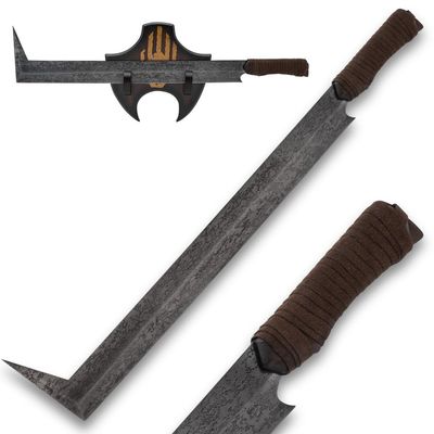 United Cutlery Lord of the Rings Uruk-Hai Scimitar Sword | Officially Licensed LOTR Replica | High Carbon Steel Construction | Leather-Wrapped Wooden Grip | Film-Accurate Design & Size | Length 34"
