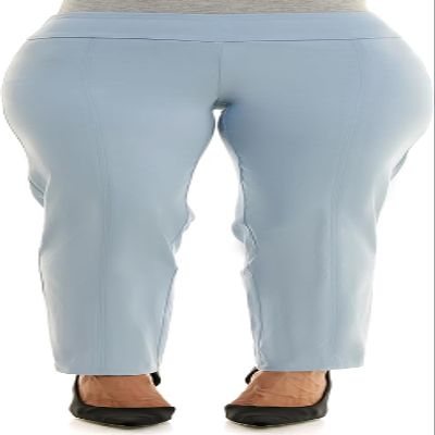 Zac & Rachel Women's Millennium Fabric - Slim Leg Pull-On Pant, Chambray, 20W