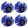 LIOOBO 4pcs Metallic Cheerleader Pom Poms Hand Flower Balls for Sports Events Blue Silver Dancing Props for Cheerleading Stage Performances and Celebrations view 1