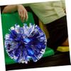 LIOOBO 4pcs Metallic Cheerleader Pom Poms Hand Flower Balls for Sports Events Blue Silver Dancing Props for Cheerleading Stage Performances and Celebrations view 2