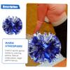 LIOOBO 4pcs Metallic Cheerleader Pom Poms Hand Flower Balls for Sports Events Blue Silver Dancing Props for Cheerleading Stage Performances and Celebrations view 3