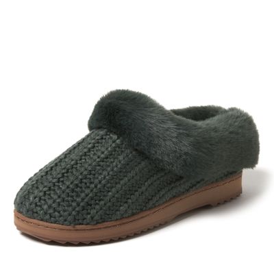 Dearfoams Women's Hannah Chenille Knit Clog Slipper- Oprah's Favorite Things 2024, Forest, 7-8