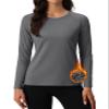 MAGCOMSEN Womens Thermal Tops Long Sleeve Pullover Fleece Lined Shirts Moisture Wicking Running Workout Athletic Grey view 1