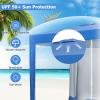 Tangkula 6.6x6.6 Ft Beach Cabana, Portable Beach Canopy with Detachable Sidewall, 5 Sandbags, 2 Cup Holders, Sand Anchor, UPF 50+ Sun-Protection Outdoor Beach Umbrella Shelter with Carrying Bag view 2