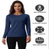 MAGCOMSEN Ladies Shirts Long Sleeve Workout Thermal Tops Moisture Wicking Fleece Undershirt Pullover Running Navy view 2