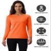 MAGCOMSEN Thermal Shirts for Women Warm Long Sleeve Fleece Tops Crew Neck Winter Base Layer Workout Hiking Orange view 2