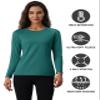 MAGCOMSEN Long Sleeve Pullover Shirts for Women Fleece Lined Thermal Tops for Running Sports Winter Base Layer Green view 2