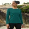 MAGCOMSEN Long Sleeve Pullover Shirts for Women Fleece Lined Thermal Tops for Running Sports Winter Base Layer Green view 3