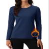 MAGCOMSEN Ladies Shirts Long Sleeve Workout Thermal Tops Moisture Wicking Fleece Undershirt Pullover Running Navy view 1
