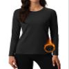 MAGCOMSEN Fleece Tops for Women Long Sleeve Thermal Undershirts Running Pullover Athletic Hiking Shirt Warm Black view 1